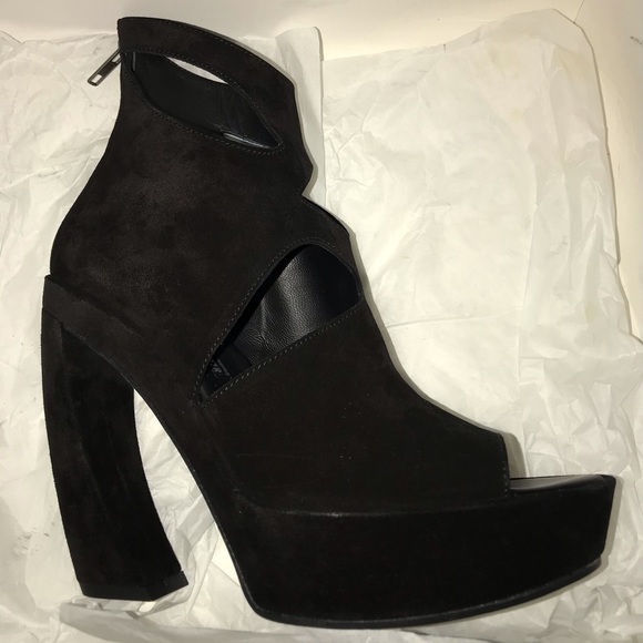 Ann Demeulemeester platform heels suede size 9 eu39 black New - Picture 1 of 8